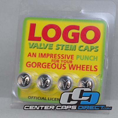 Dodge Black Logo Non-Locking Valve Stem Covers 4 Non-Locking Valve Stems