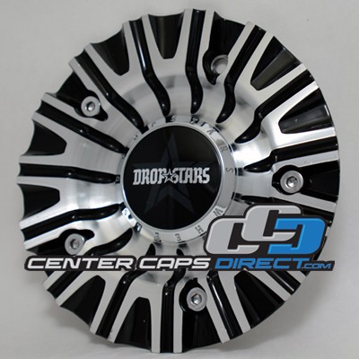 2 piece metal center cap Outside part#: PM-82 L1109-0 and inside part#: CAP M-819-2 S1105-06-22 STICKER SAYS: M-820 BK01 Drop Stars Wheels Center Cap Display Model