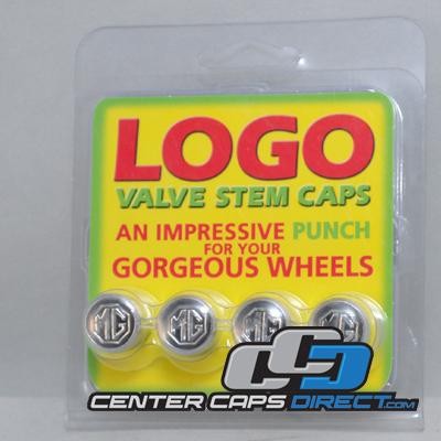 MG Logo Non-Locking Valve Stem Covers 4 Non-Locking Valve Stems