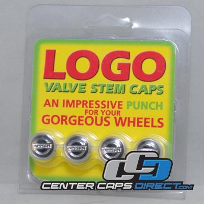 Nissan Black Logo Non-Locking Valve Stem Covers 4 Non-Locking Valve Stems