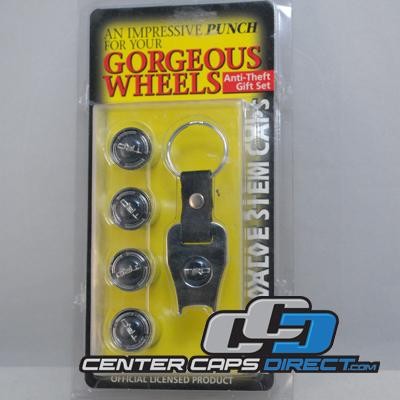 Toyota TRD Black w/silver Logo Locking Valve Stem Covers 4 Locking Valve Stems and 1 Key